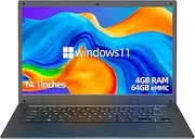 Exilapsire 14.1 Inch Laptop with Celeron N3350 Quad Core Processor, 4GB DDR4 192GB SSD, 1080P Full HD, Webcam, USB 3.0, WiFi, Bluetooth 4.2, Mini HDMI, Dark Gray,W11