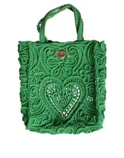 Dolce&Gabbana Beatrice Women Green Shopping Bag Fabric Cordonetto Lace Mini Tote