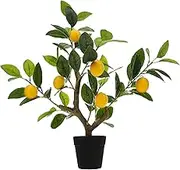 Gresorth 20" Artificial Yellow Lemon Tree Fake House Green Plant Fruits Decoration with Plastic Pot Realistic Leaves for Home Table Office Garden Indoor