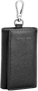 [HOLLY TRIP] Leather Key Case Wallet Keychain Key Holder 6 Hanging Buckle Hooks Snap Closure