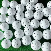 Adwikoso 50 Pack Plastic Golf Training Balls 42 mm Airflow Hollow Golf Balls for Indoor Putting Green Backyard Outdoor Practice Equipment with 2 Golf Ball Tees