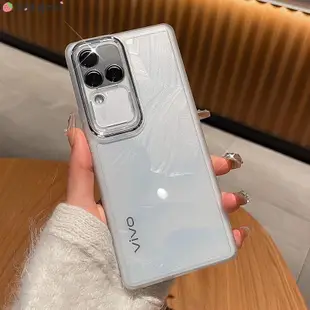 帶鏡頭膜適用於 Vivo V30 Pro 5G T2 Pro VivoV30 手機殼金屬相機鏡頭保護啞光純色商務簡約透明