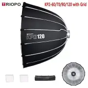 TRIOPO KP2-60/70/90/120cm Deep Parabola Softbox Diffuser 16 Umbrella Ribs w/Grid