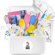 KEFF Kids Cooking and Baking Sets for Girls, Boys, Toddler with Real Kitchen Tools - Master Chef Jr Kit Includes Apron, Chef Hat, Recipe Book and More Utensils - Multicolor