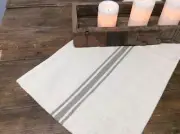 New Primitive Farmhouse Vintage Style GRAY STRIPE GRAIN SACK Table Runner 53"