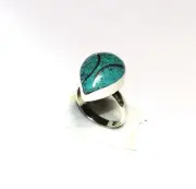 Tibetan Turquoise Pear Shape Gemstone Handmade Nepali Ring Jewelry Free Size