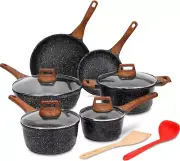 Nonstick Cookware Sets, 12 Pcs Granite Coating Pots and Pans Set Kitchen Cooking