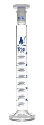 Eisco Labs 25ml Graduated Cylinder with Stopper, Class B - Borosilicate Glass