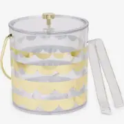 Kate Spade Gold scalloped Striped acrylic ice bucket with thongs 3 quart new