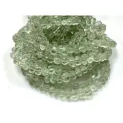 Green Amethyst Natural Gemstone Hand Carved Cantaloupe Shape Faceted Beads, 18"