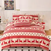 2Pcs/3Pcs Christmas Bedding Set Double Queen Size Quilt Cover Pillowcases Set Xmas Trees Elk Duvet Cover Printed Christmas Decor