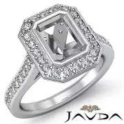 Emerald Semi Mount Halo Setting Diamond Engagement Ring 18k White Gold 0.5Ctw