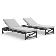 NEW Kansas Outdoor Aluminium Sun Lounge Set On Wheels - Outdoor Sun Lounges