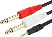 1/8 TRS to Dual 1/4 Audio Cable, 3.5mm TRS to 6.35mm Dual 1/4 TS Mono Y Splitter Audio Cable Adapter for SMA rtphone, Computer, Mixer, Amplifier Speaker, Home Stereo System (5FT)