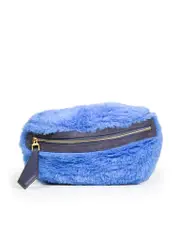 Blue Shearling Belt Bag