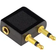 Dual 3.5mm Male to 3.5mm Female Airplane Headphone Adapter (Gold Plated) [sevoem9214]