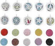 10pcs Mixed Tree of Life Butterfly Aroma Diffuser Charms Stainless Steel Tone Perfume Essential Oil Diffuser Necklace Pendant Locket Jewelry (Style 7)