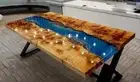 Blue Ocean Epoxy Resin Table, Handmade Dining Room Table, Resin Table Top Decor