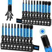 20 Pieces Allen Wrench Drill Bit Set Hex Bits 2 inch 20 (Metric & SAE)