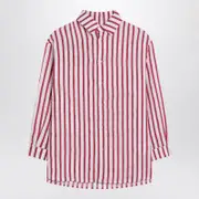 [Douuod] Striped shirt white/red in linen 10 Y Red