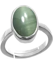 [HARSHALI GEMS] Natural Cat Eyes Stone Weight 8.00 Carat Certified Unheated Untreatet Natural Cat Eyes Stone Ring Lehsunia Ketu Silver Plated Adjustable Ring Certified for Women's and Men's, gemstone, cubiz-zircon