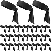 Hanaive 36 Pcs Sport Head Ties Headbands Ninja Headbands Workout Sweatbands Non Slip Sweat Wicking Black Head Ties for Women Men Basketball, Running, Tennis, Karate, Softball, Yoga