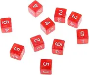 JWQFBC Set of 10 Red D6 Dice for RPG and Board Games
