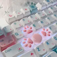 在飛比找蝦皮購物優惠-硅膠萌Q透光貓爪鍵帽十字軸機械鍵盤創意個性貓掌粉色藍色鍵盤帽