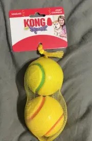 Kong Squeezz Squeaky Tennis Balls 2pk Squeaky Toys/Dog Fetch Toys. Medium Sized