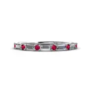Natural Diamond (4x2 mm) & Ruby (2.30 mm) Wedding Band JP: 338777
