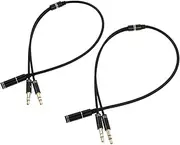 MOLUCKFU 3.5mm Coiled Cable Headphone Mic Splitter 2pcs Audio Extension y Cable