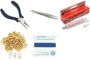 Bead Tip Kit - Pliers, Tweezers, Cement, 100 Bead tips & Blue Bead Cord #6