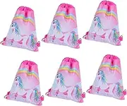 COMPUKAS 6 Pcs Drawstring Drawstring Pocket Small Party School Cartoon for Bag Unicorn Drawstring Backpack