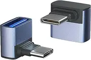 2 Pack 90 Degree USB C to USB Adapter, tunghey USB C Right Angle Adapter, Type C to USB-A 3.0 Adapter Connector for Mac-Book Pro Air iMac,Pad Pro Mini 6,Galaxy S22 & USB-A Cable Hub Mouse Hard Drive (2Pack)
