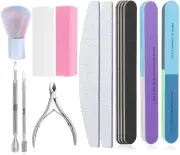 TONOKAILS Nail Care Tool Kit, 14 Pcs Nail File Set Buffer Block Sponge Polished, Cuticle Nipper and Pusher for Dead Skin Nail Brush Nail Tools Nail Trimmin