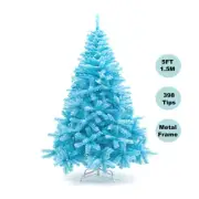 SALE1.5M/5FT Sky Blue Christmas Tree Fluffy 398Tips Metal Stand Easy Assembly