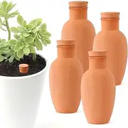 Lovely Ran 4pcs 3.1inch Plant Watering Globes Clay Watering Pot with lid Terra Cotta Clay Irrigation Globes Terracotta Watering Simple Irrigation Peripheral Water System Self Watering System