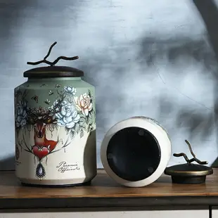 北歐風格陶瓷裝飾儲物罐創意玄關擺件美式復古客廳軟裝家居飾品