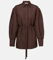 [Max Mara] Max Mara Affari belted linen and silk shirt UK 6 brown