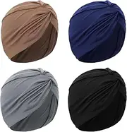 4 Pcs Stretchy Turban Head Wraps for Women Pre Tied Knot Turban Hats Sleep Hats Cancer Headwear Chemo Headwrap 4 Colors