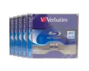 Verbatim 5pk Blu-Ray BD-R LTH Type Recordable Discs in Cases 25GB 2X #96569