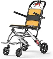 Aluminium Alloy Wheelchair Lightweight Foldable Wheelchair with Handbrakes Ergonomic Seat Transport Manual Wheelchair, Shock Absorbing Design