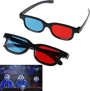 2Pcs Red and Blue 3D Glasses Universal TV Movie Dimensional Video Frame 3D Glasses DVD Game Glass 3D Style Glasses for 3D Movies Games,3D Viewing Glasses,Accessories Light Simple Design