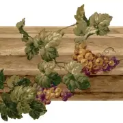 CONCORD WALLCOVERINGS ™ Wallpaper Border Fruits Pattern Grapes Leaves on Beam...