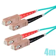 4M SC to SC UL Duplex 50/125 MultiMode OM4 Fiber Optic Optical Cable OFNR Aqua