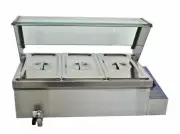 3 Pot Main Marie Buffet Food Warmer with Sneeze Guard Deep pan 1/3 size