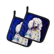 Louie White Poodle Pair of Pot Holders