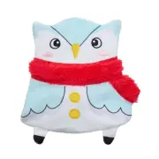 Merry & Bright Flattie Owl Dog Toy Light Blue Crinkle Squeak Plush Shake Thrash