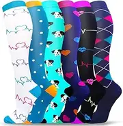 [Hiluckyyy] Compression Socks for Women & Men (6 Pairs) - Graduated Support Socks for Running, Athletic Sports & Circulation