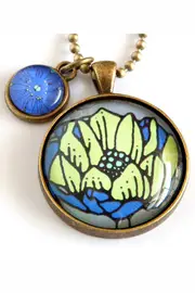 Lotus Pendant W Cornflower Charm--NES-LOTUS